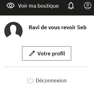 PrestaShop 9 - Menu utilisateur du back-office