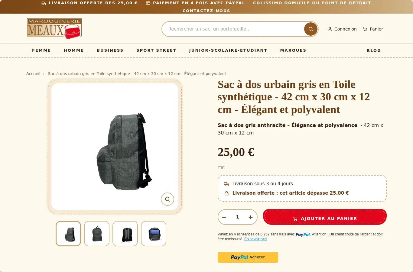 Fiche produit sur ordinateur, après la refonte