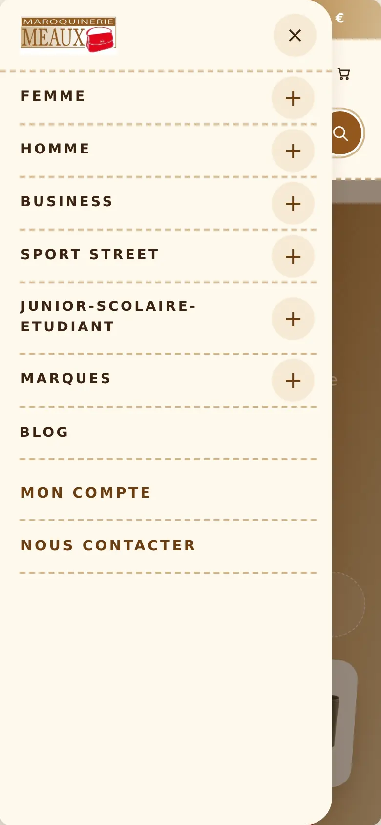 Menu sur téléphone sur téléphone, après la refonte