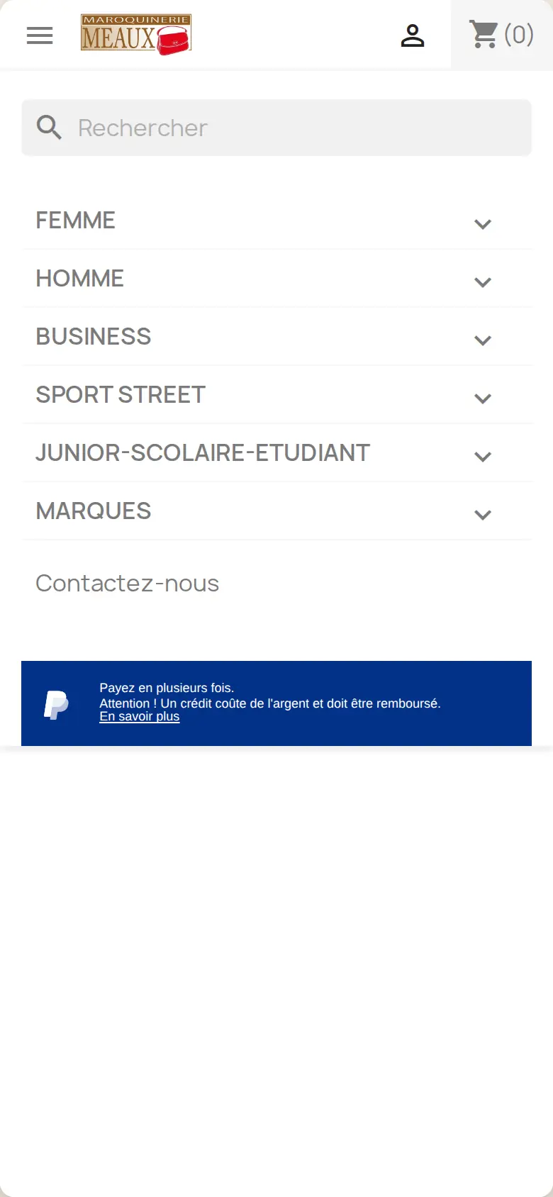 Menu sur téléphone sur téléphone, avant la refonte