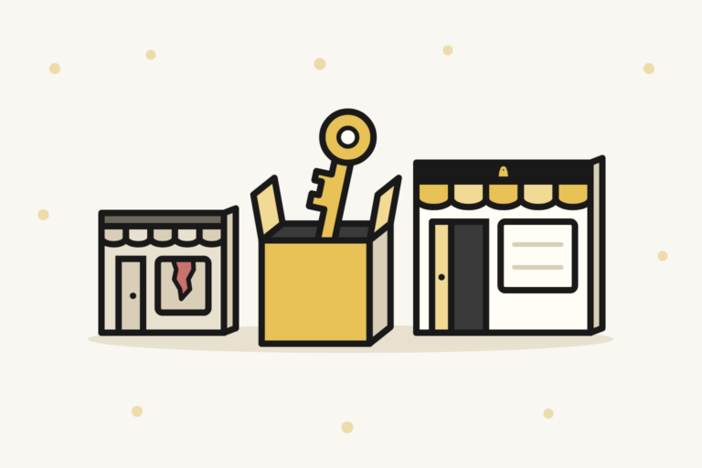 Migration PrestaShop 1.6 vers 8 ou 9 : un carton et sa clé entre l'ancienne boutique fissurée et la nouvelle